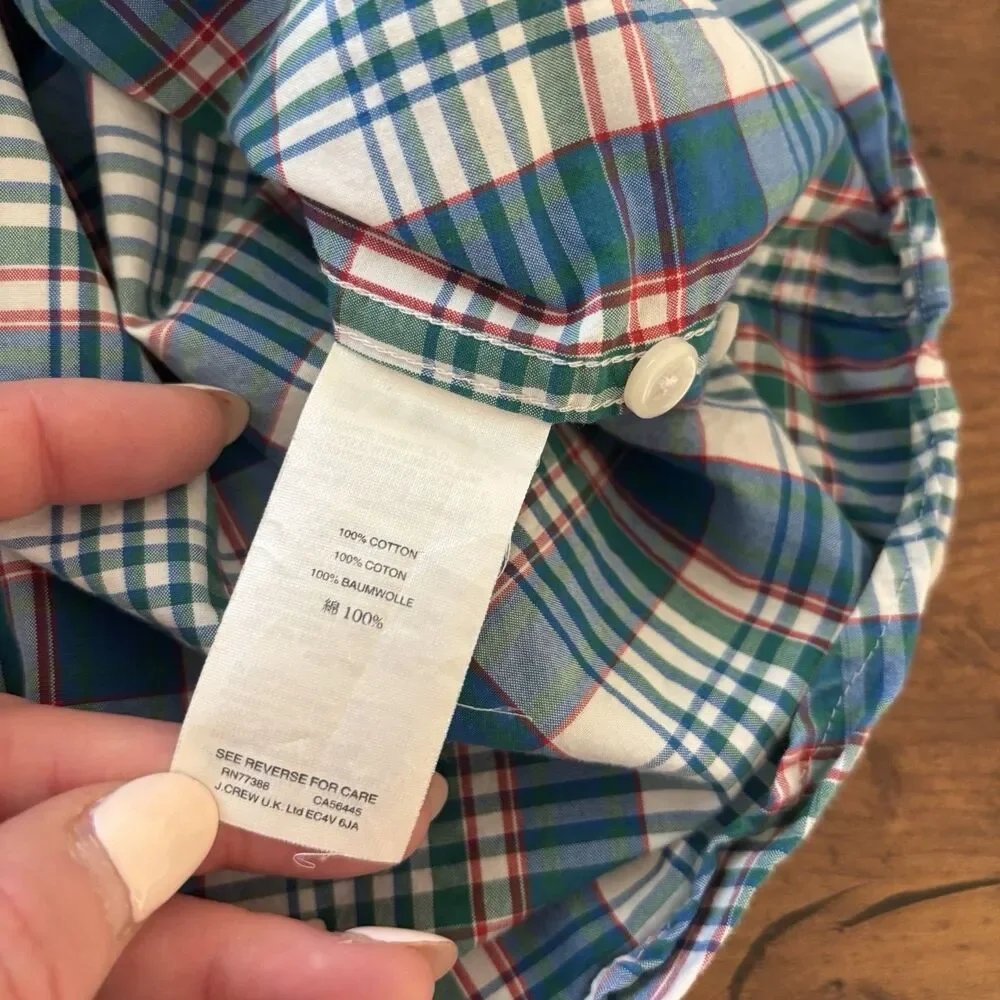 J Crew Mens M Plaid Button Down Shirt Long Sleeve 100% Cotton Shirting Classic